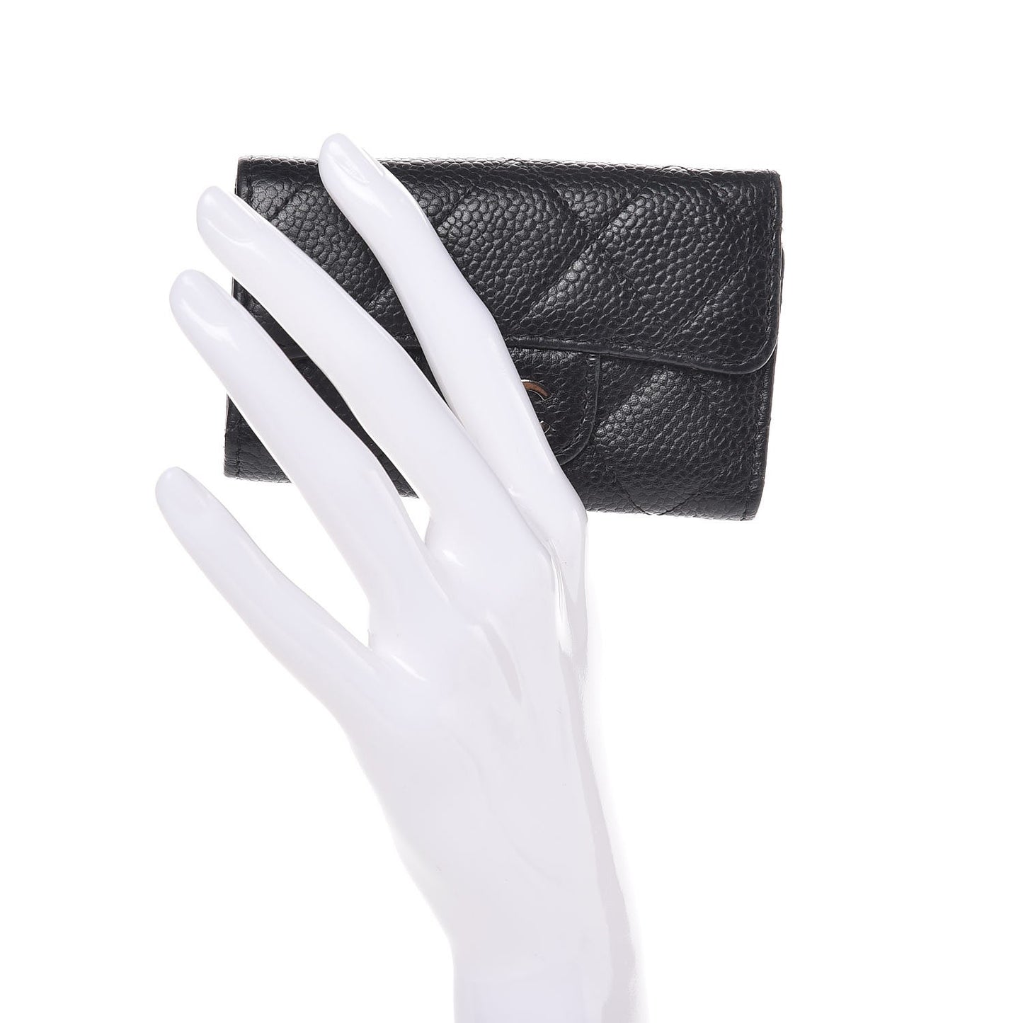 Caviar Quilted 6 Key Holder Black