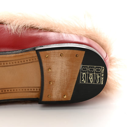 Gucci Malaga Kid Fur Womens Jordaan Loafers 37.5 Hibiscus Red Natural 8 of 8