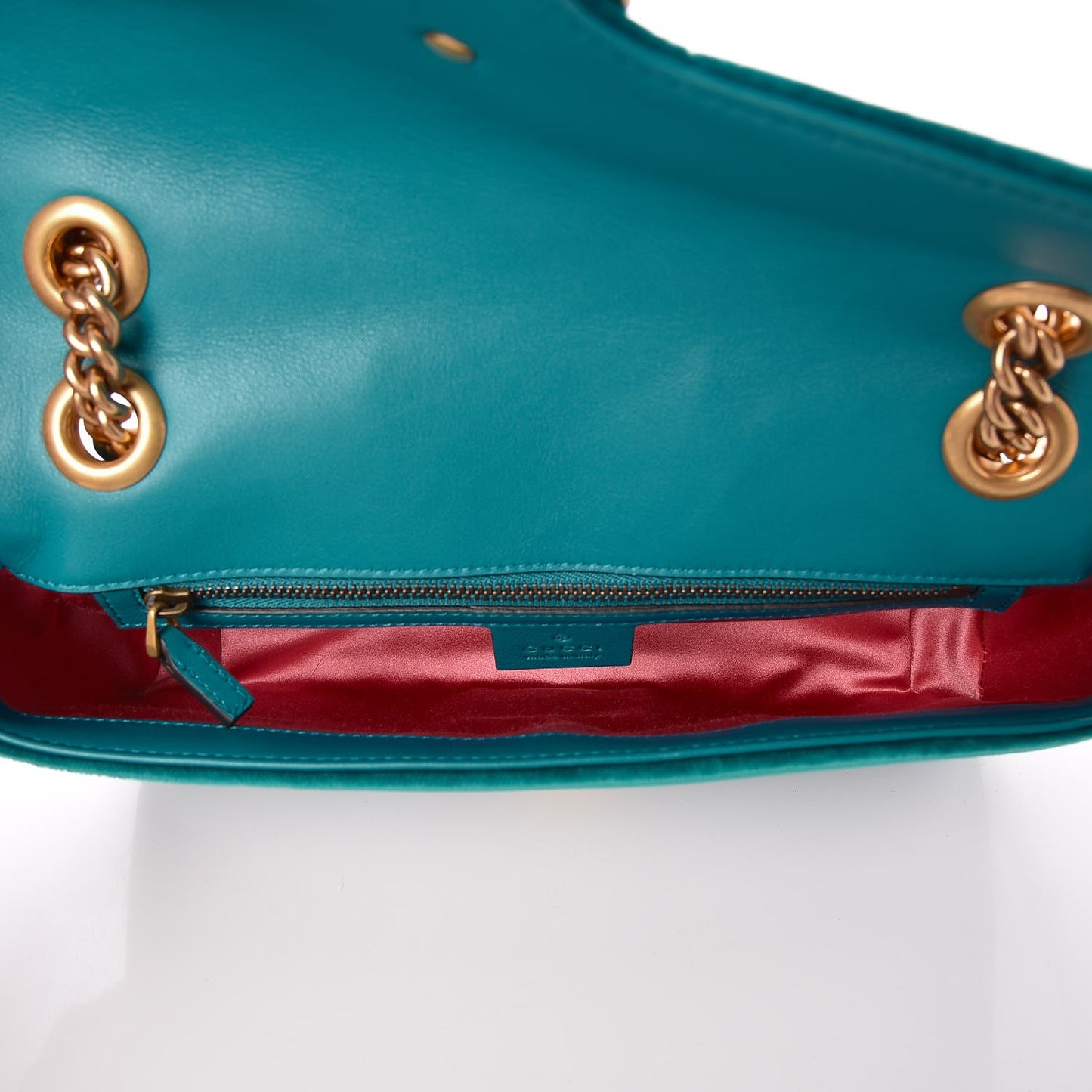 Velvet Matelasse Small GG Marmont Shoulder Bag Pavone Cyan