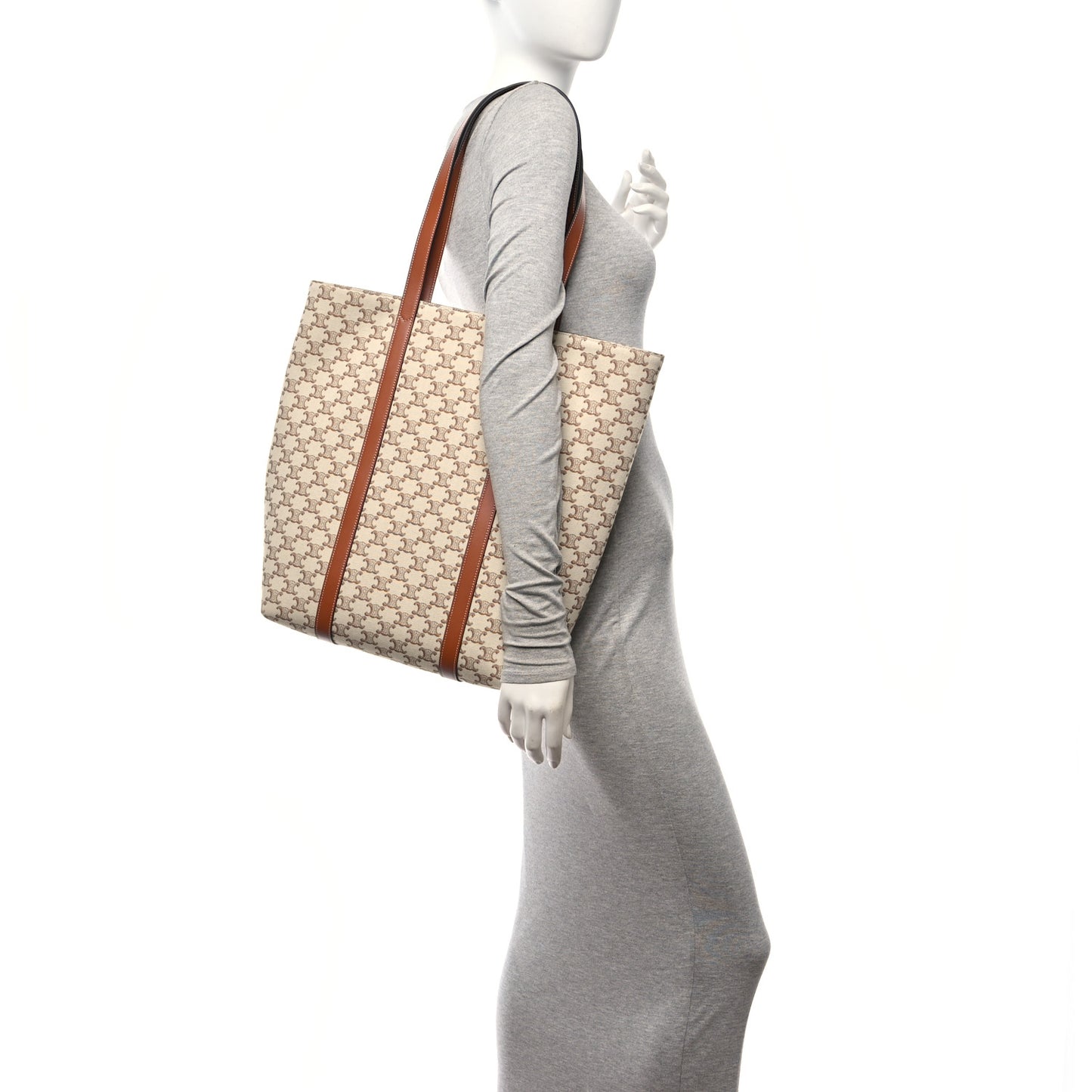 Triomphe Canvas Calfskin Museum Bag White