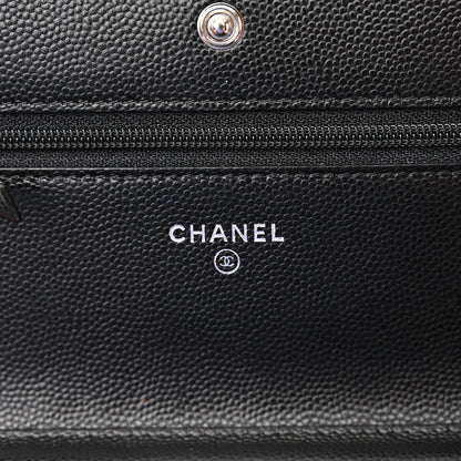 Chanel Caviar Chevron Quilted Wallet On Chain WOC Black 6 of 13