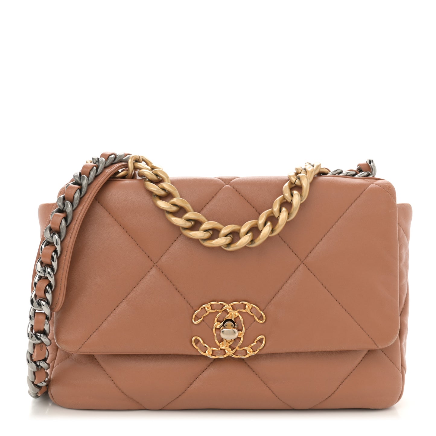 Lambskin Quilted Medium Chanel 19 Flap Brown