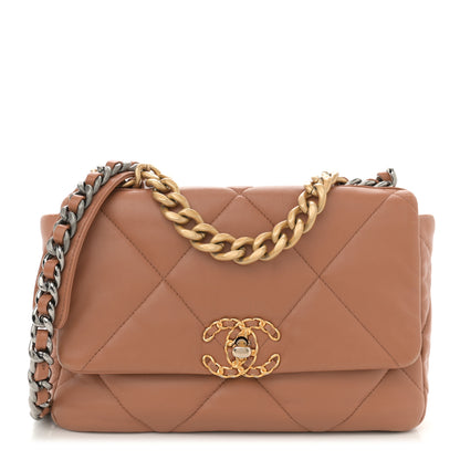 Chanel Lambskin Quilted Medium Chanel 19 Flap Brown 1 of 13