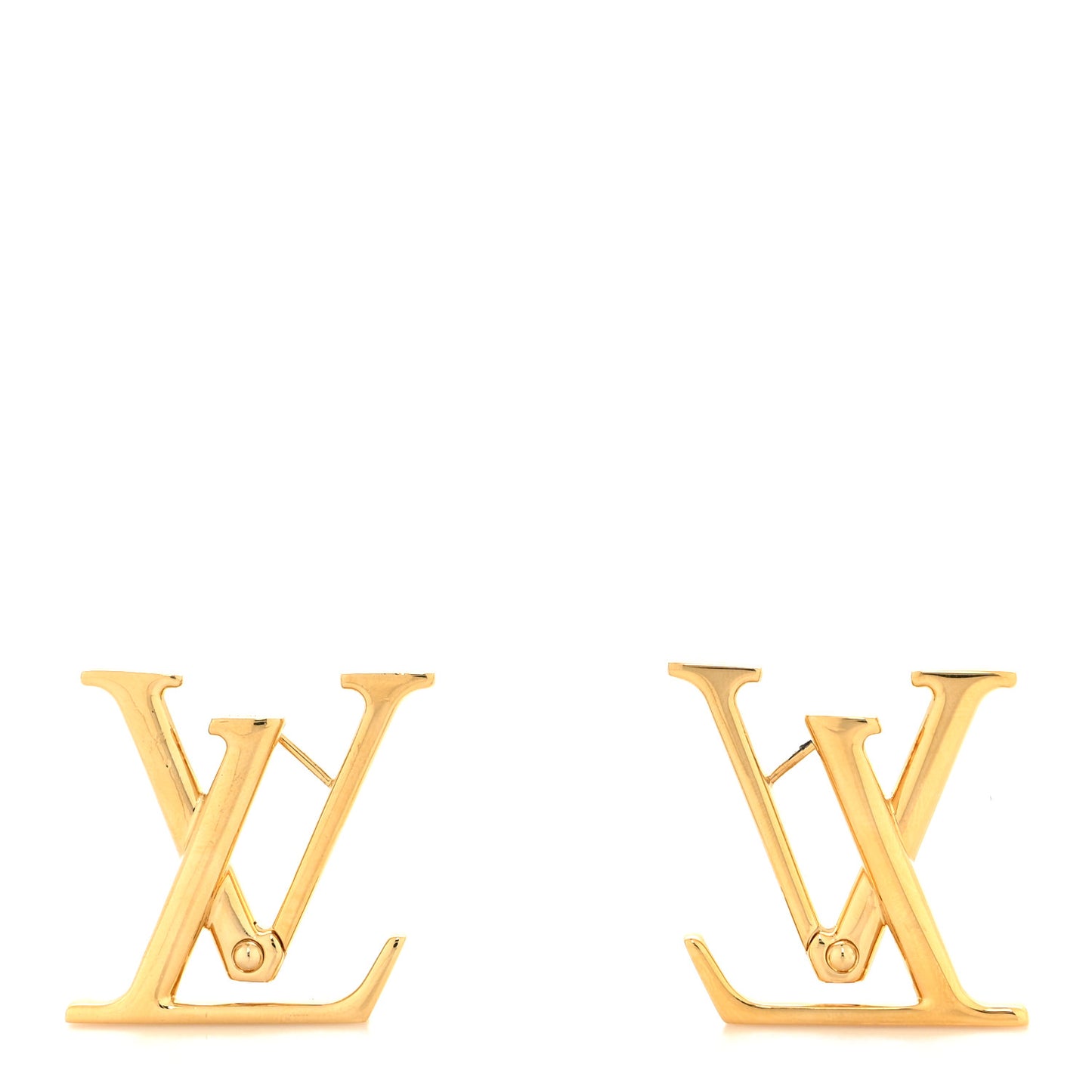 Metal Macro LV Earrings Gold