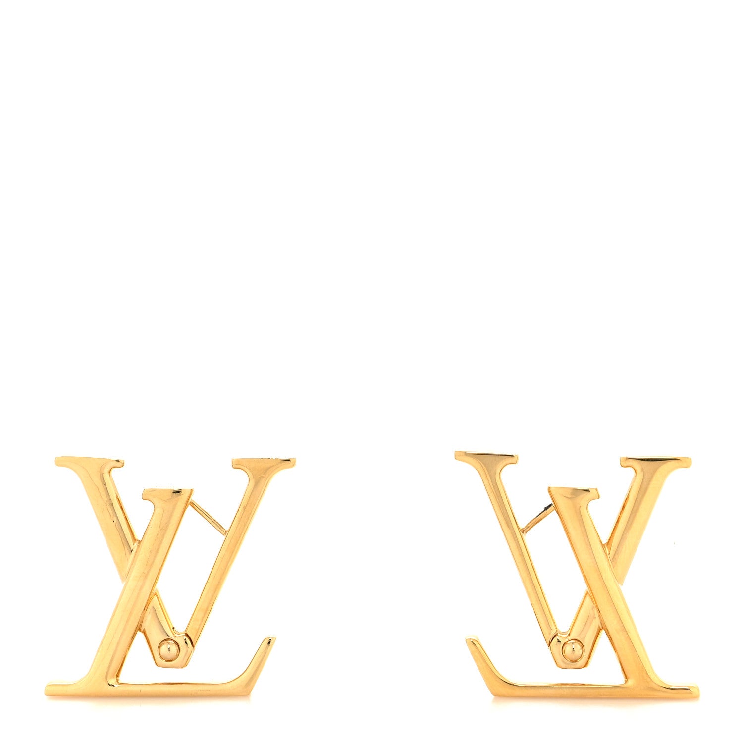 Louis Vuitton Metal Macro LV Earrings Gold 1 of 5