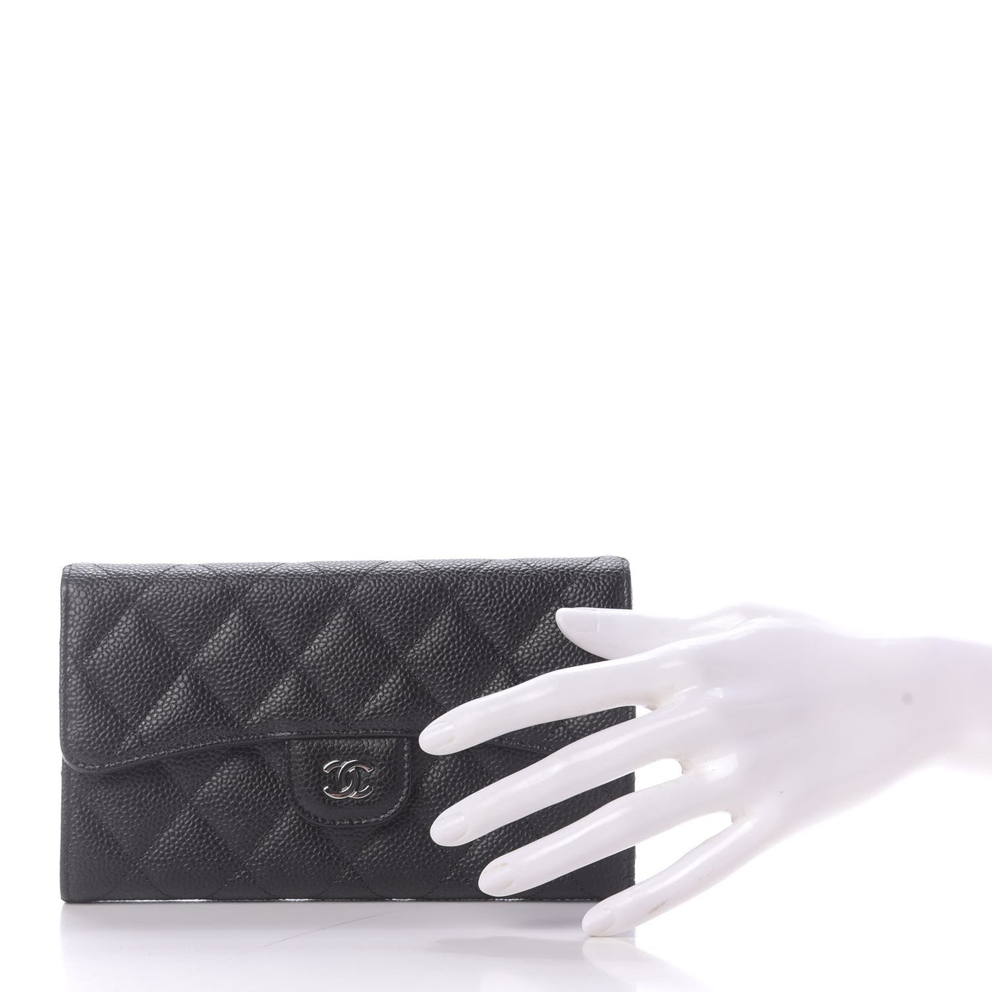 Caviar Quilted Large Flap Wallet Black