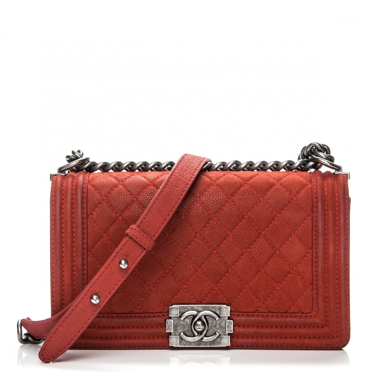 Chanel Iridescent Caviar Quilted Medium Boy Flap Red 1 of 12