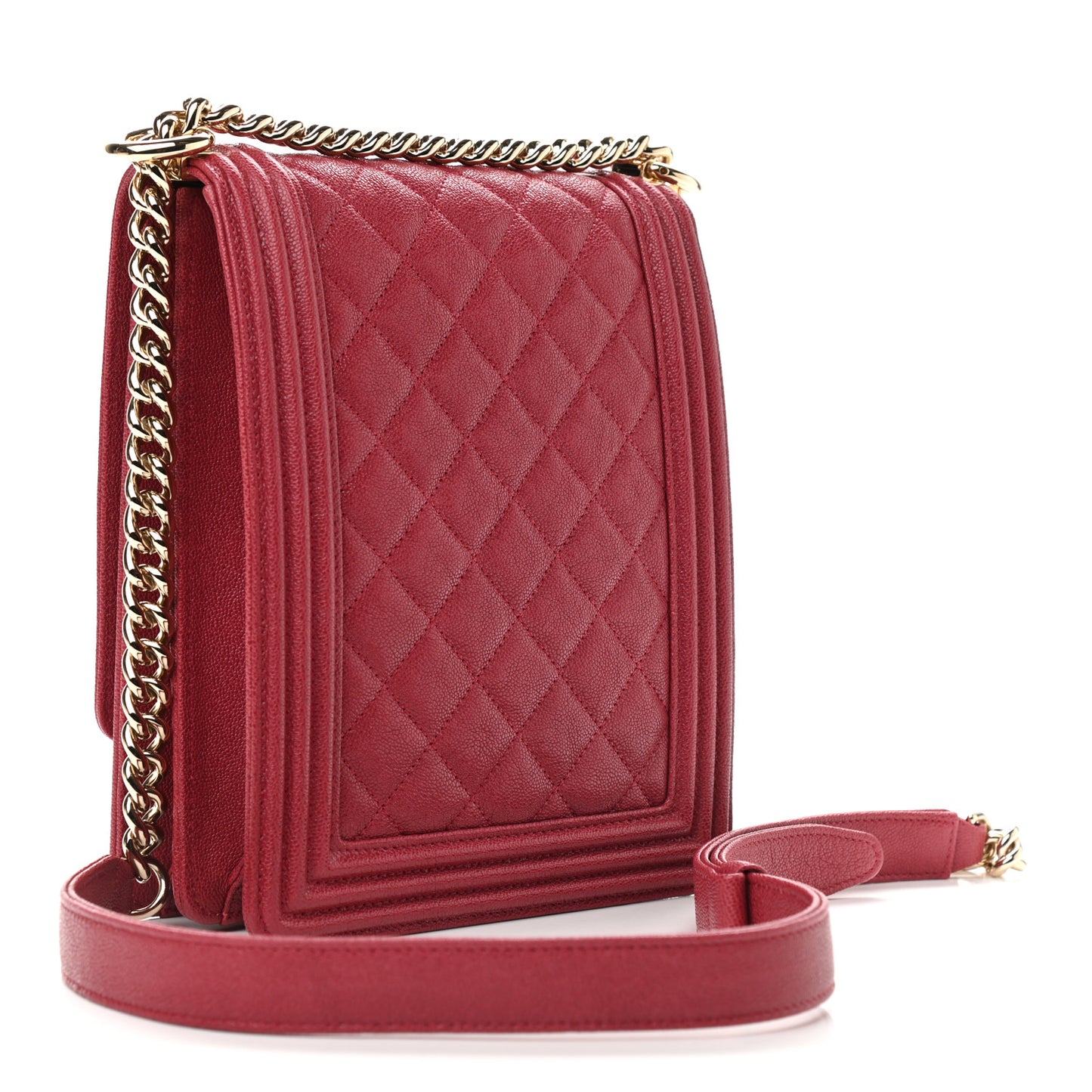 Caviar Quilted North South Boy Flap Red