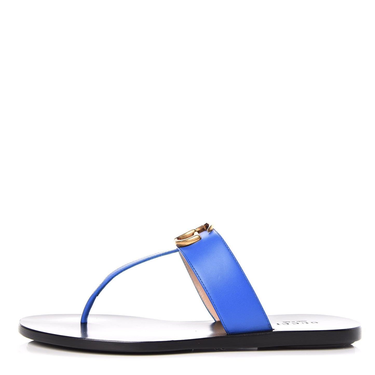 Calfskin Double G Thong Sandals 36.5 Shiny Electric Blue