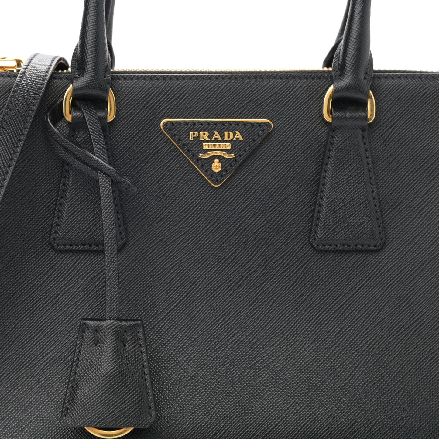 Saffiano Mini Galleria Double Zip Tote Black