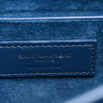 Saint Laurent Calfskin Crocodile Embossed Medium Monogram Sunset Navy 6 of 12