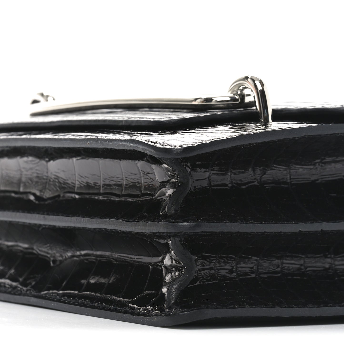 Shiny Alligator Matte Alligator Mini Sac Roulis Black