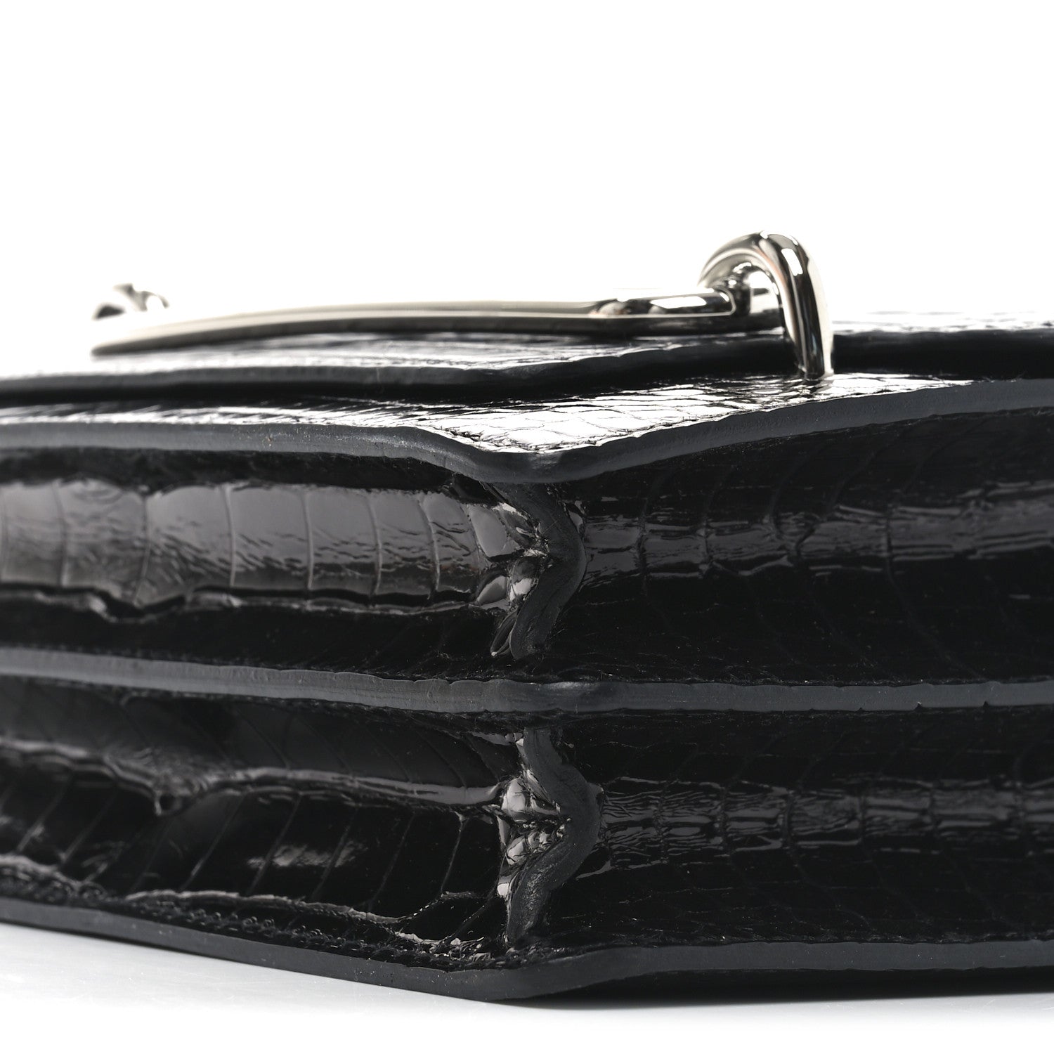 Hermes Shiny Alligator Matte Alligator Mini Sac Roulis Black 9 of 9