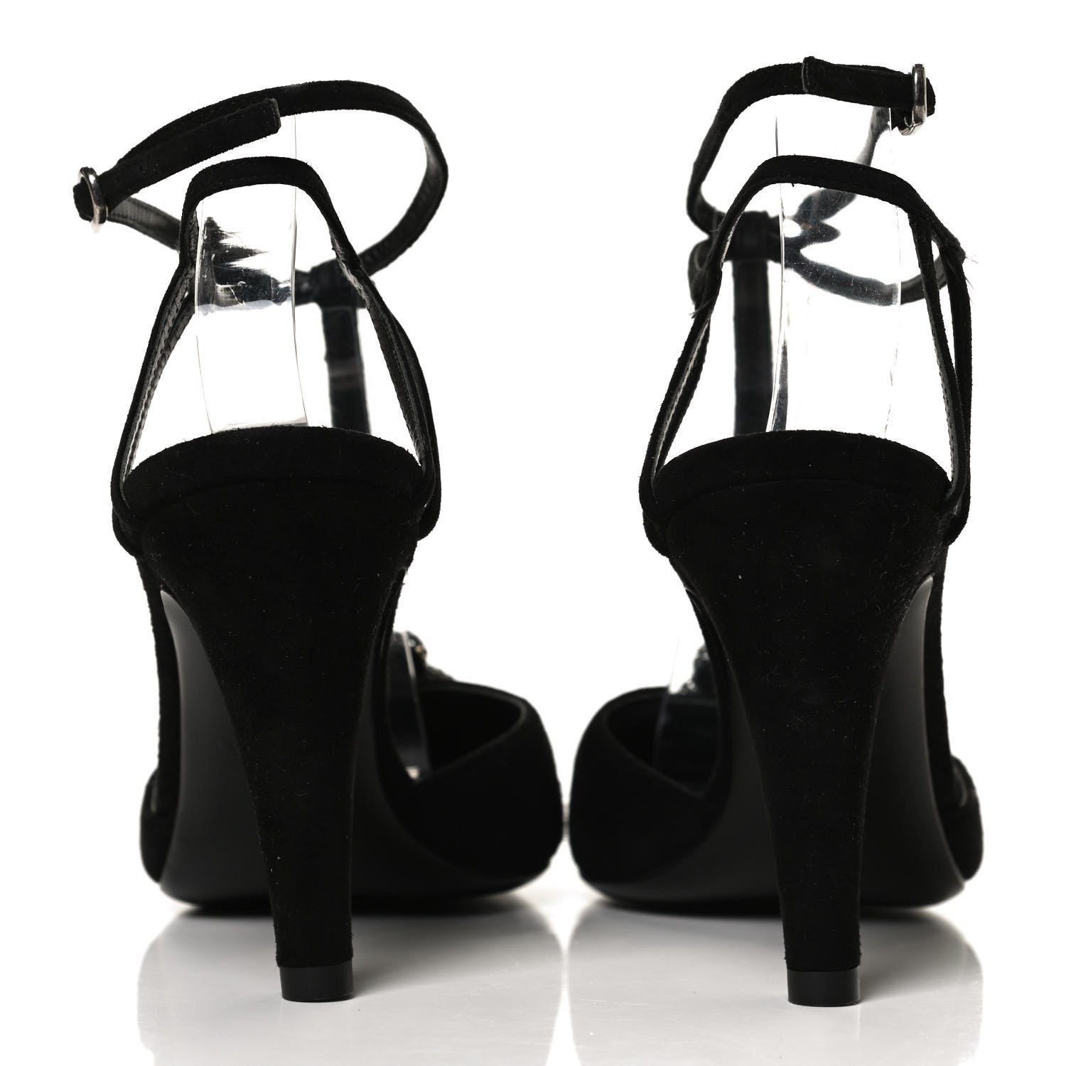 Valentino Garavani Suede Crystal Snake Embellished Ankle Strap Pumps 36.5 Black 6 of 11