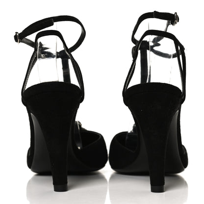 Valentino Garavani Suede Crystal Snake Embellished Ankle Strap Pumps 36.5 Black 6 of 11