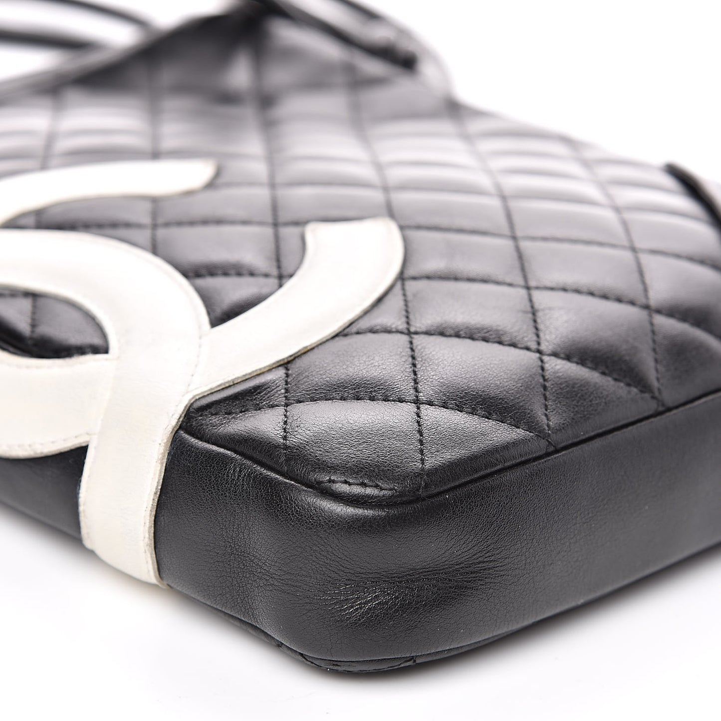 Calfskin Quilted Medium Cambon Messenger Black White