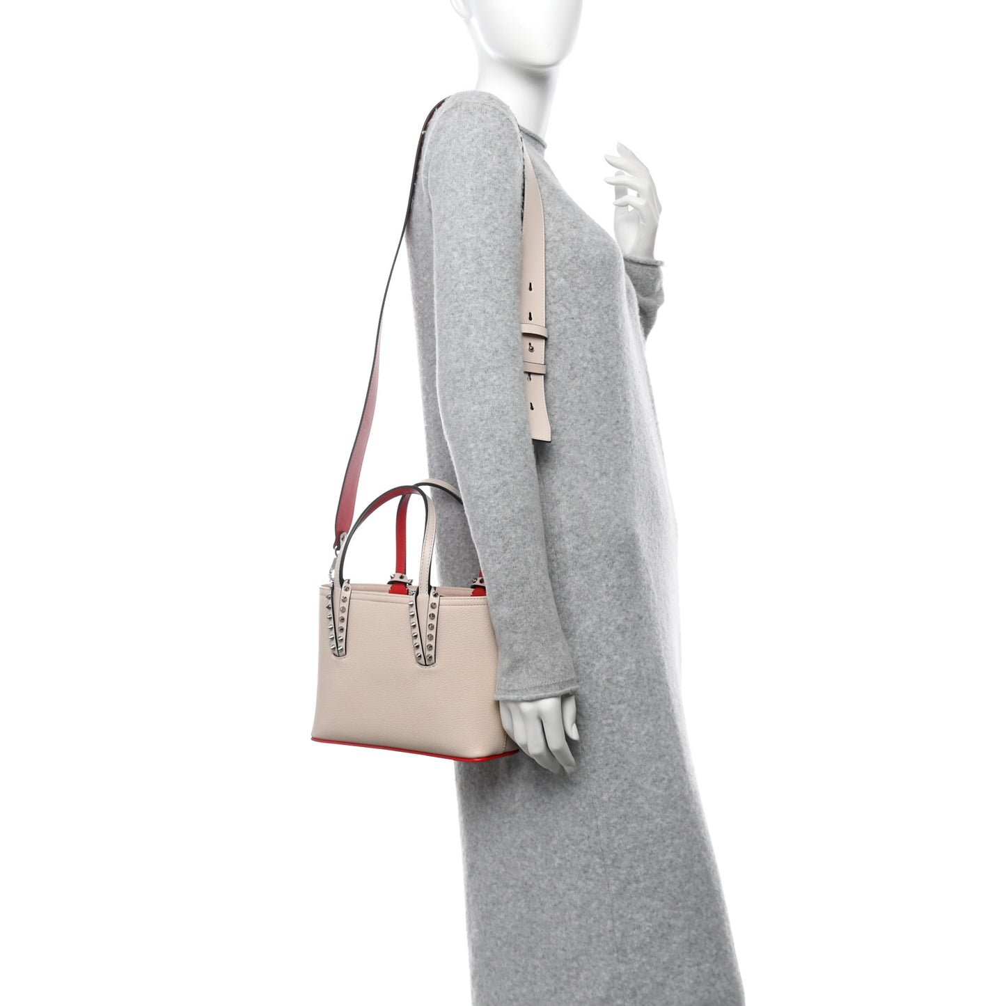 Calfskin Spikes Mini East West Cabata Tote Leche