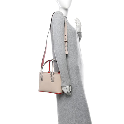 Christian Louboutin Calfskin Spikes Mini East West Cabata Tote Leche 2 of 9