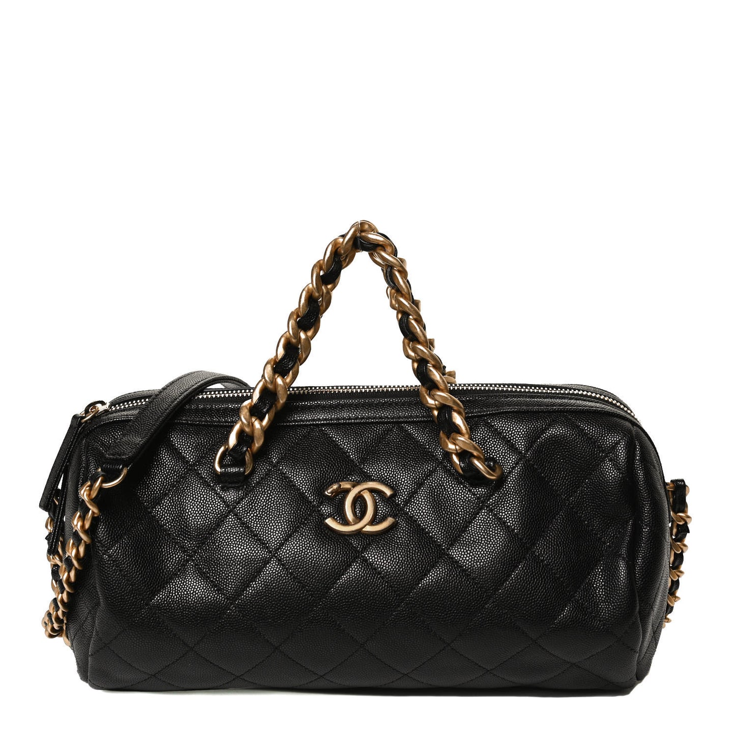 Caviar Quilted Small Fashion Therapy Bowling Bag Black