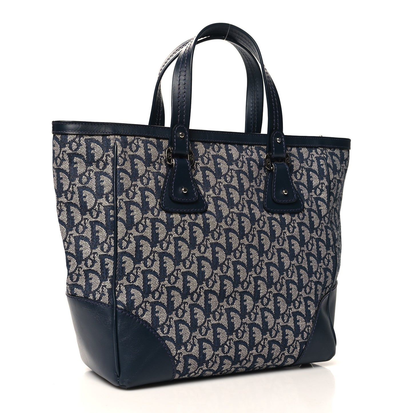 Denim Calfskin Monogram Tote Navy Blue