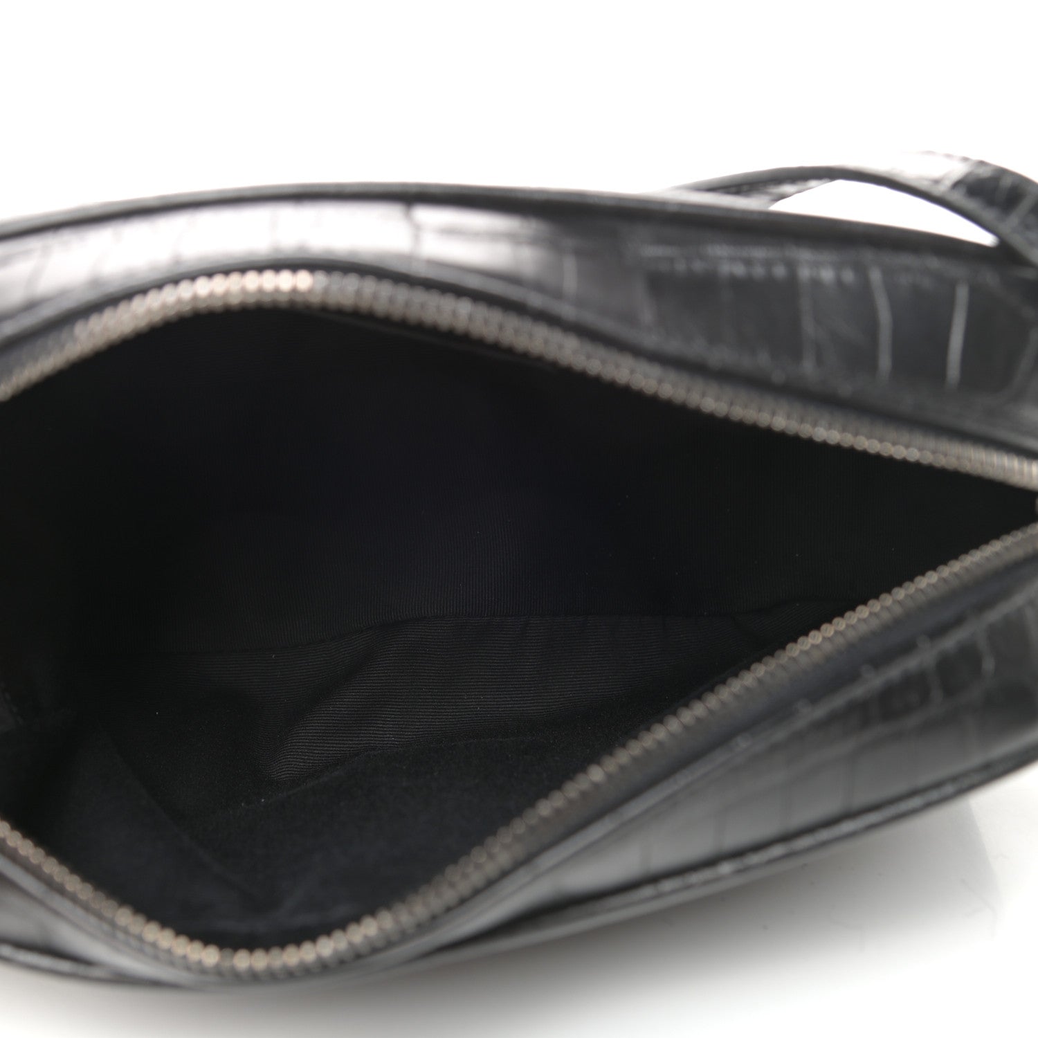 Saint Laurent Calfskin Crocodile Embossed Monogram Lou Camera Bag Black 5 of 9