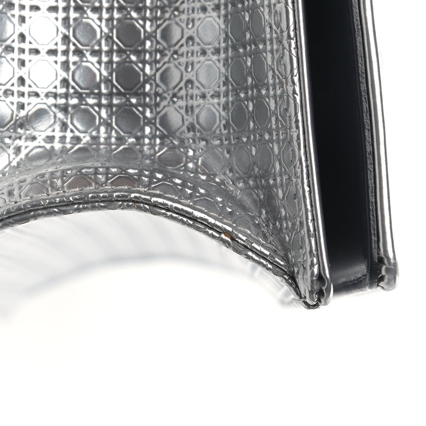 Metallic Patent Micro-Cannage Medium Diorama Flap Bag Silver