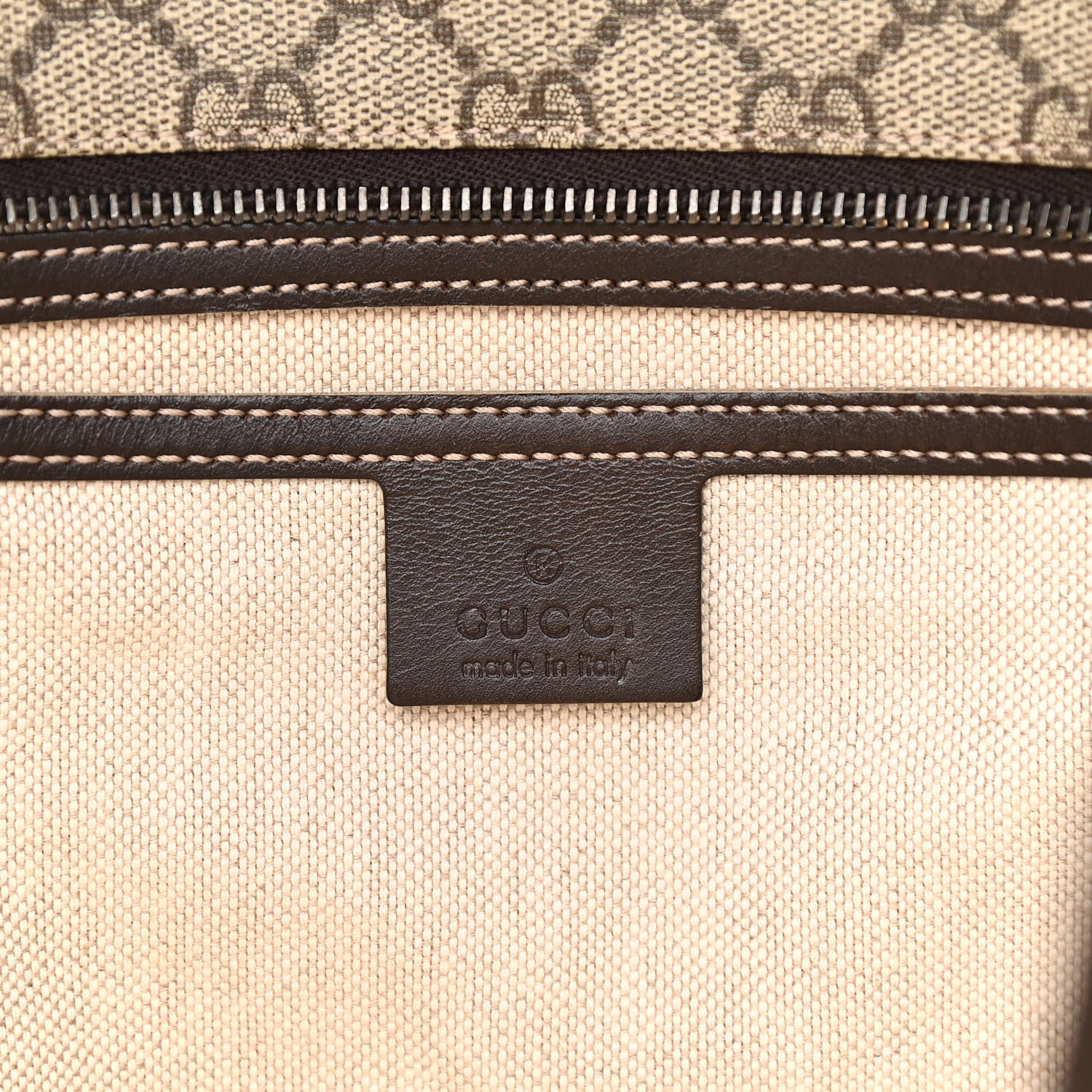 Gucci GG Supreme Monogram Medium Zippered Shopping Tote Dark Brown 6 of 11