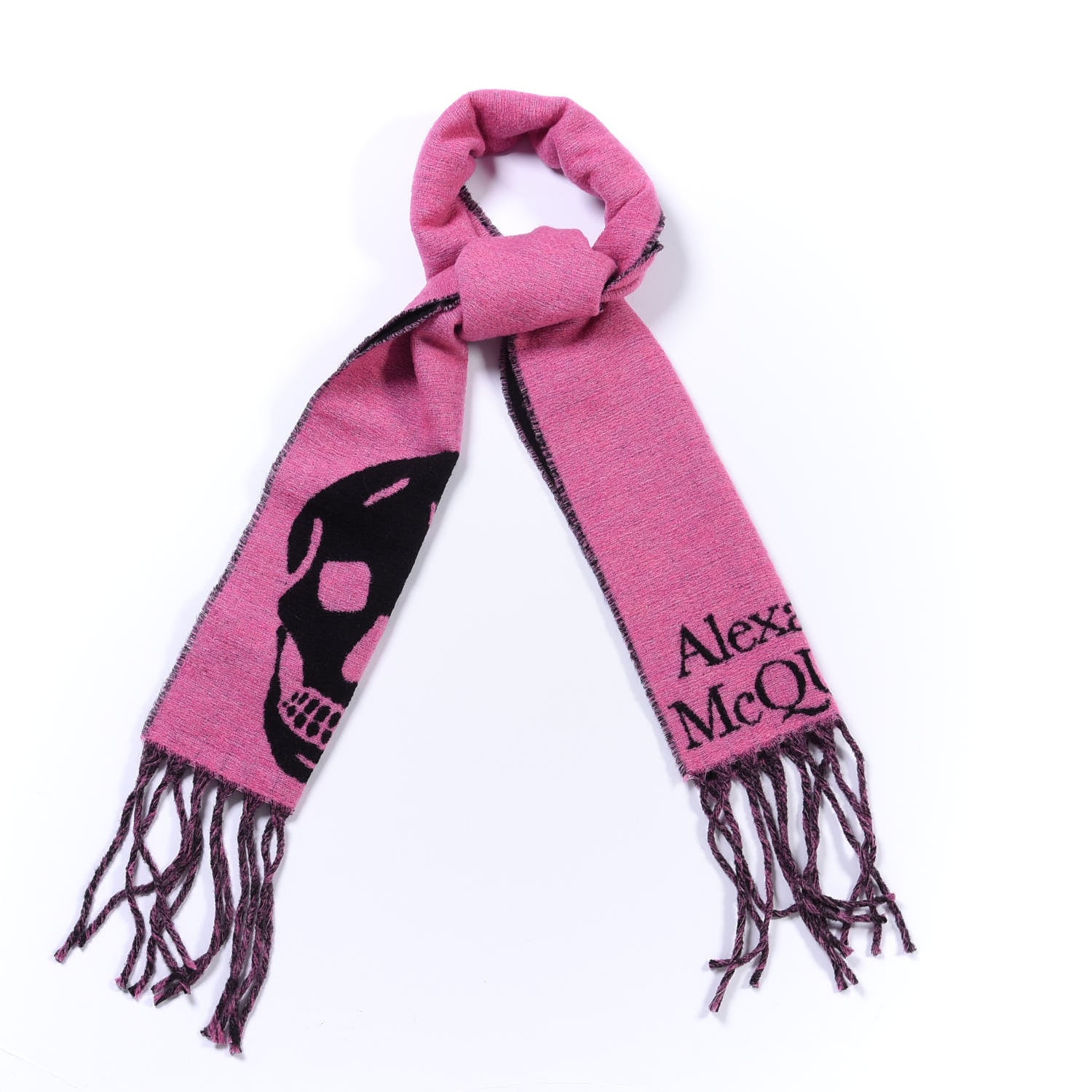 Alexander McQueen Wool Polyamide Cosy Skull Scarf Pink Black 3 of 3