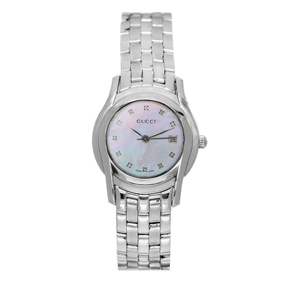 Gucci Stainless Steel Diamond Mother of Pearl 27mm 5500L Quartz Watch 1 of 8