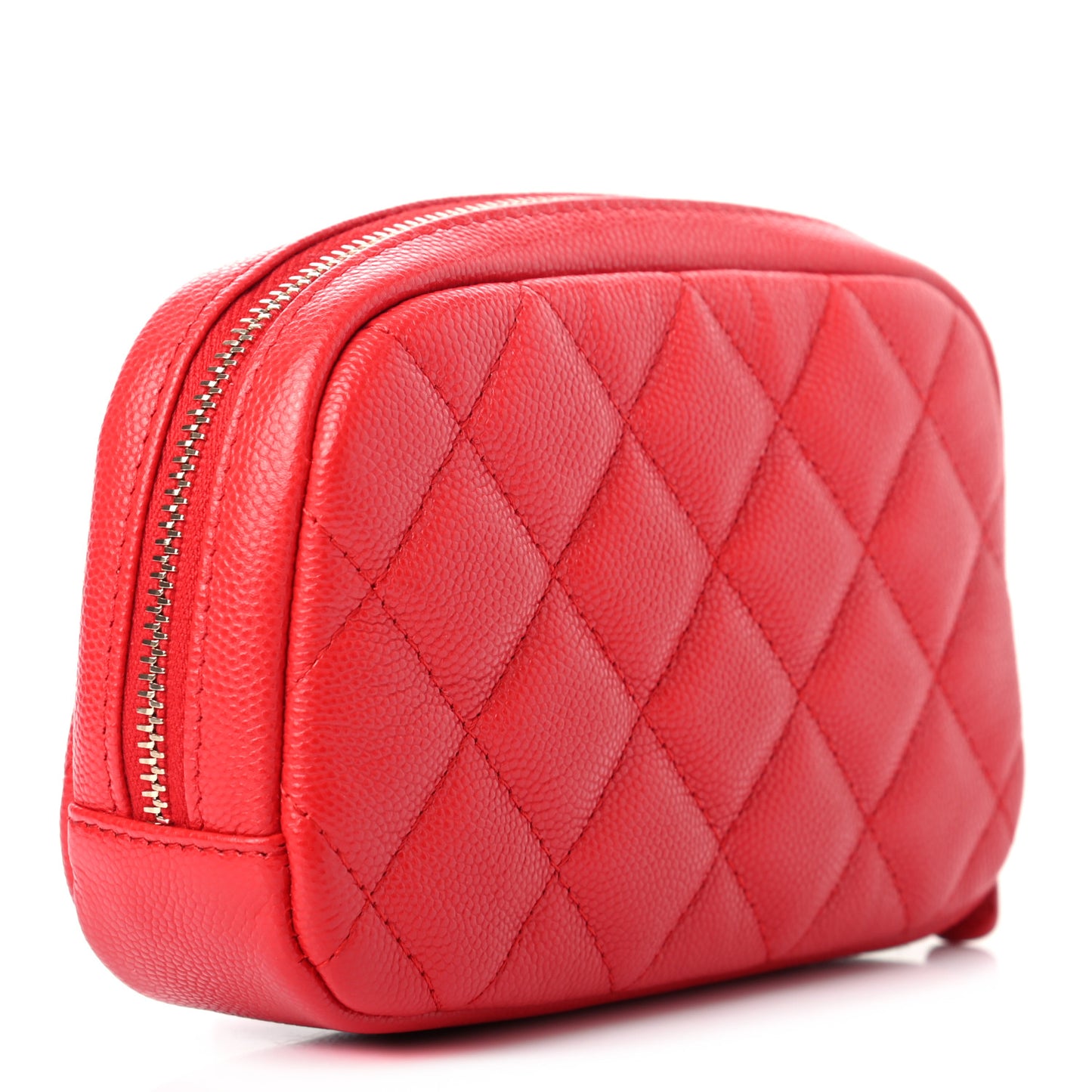 Caviar Quilted Small Curvy Pouch Cosmetic Case Red