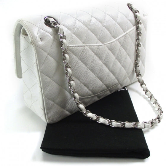 Chanel Caviar Quilted Medium Double Flap White 3 of 12