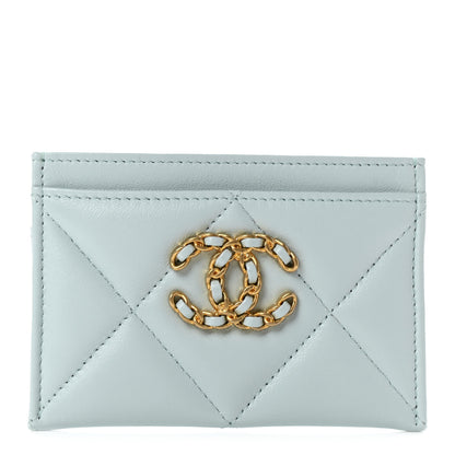 Chanel Lambskin Quilted Chanel 19 Card Holder Light Blue 1 of 8