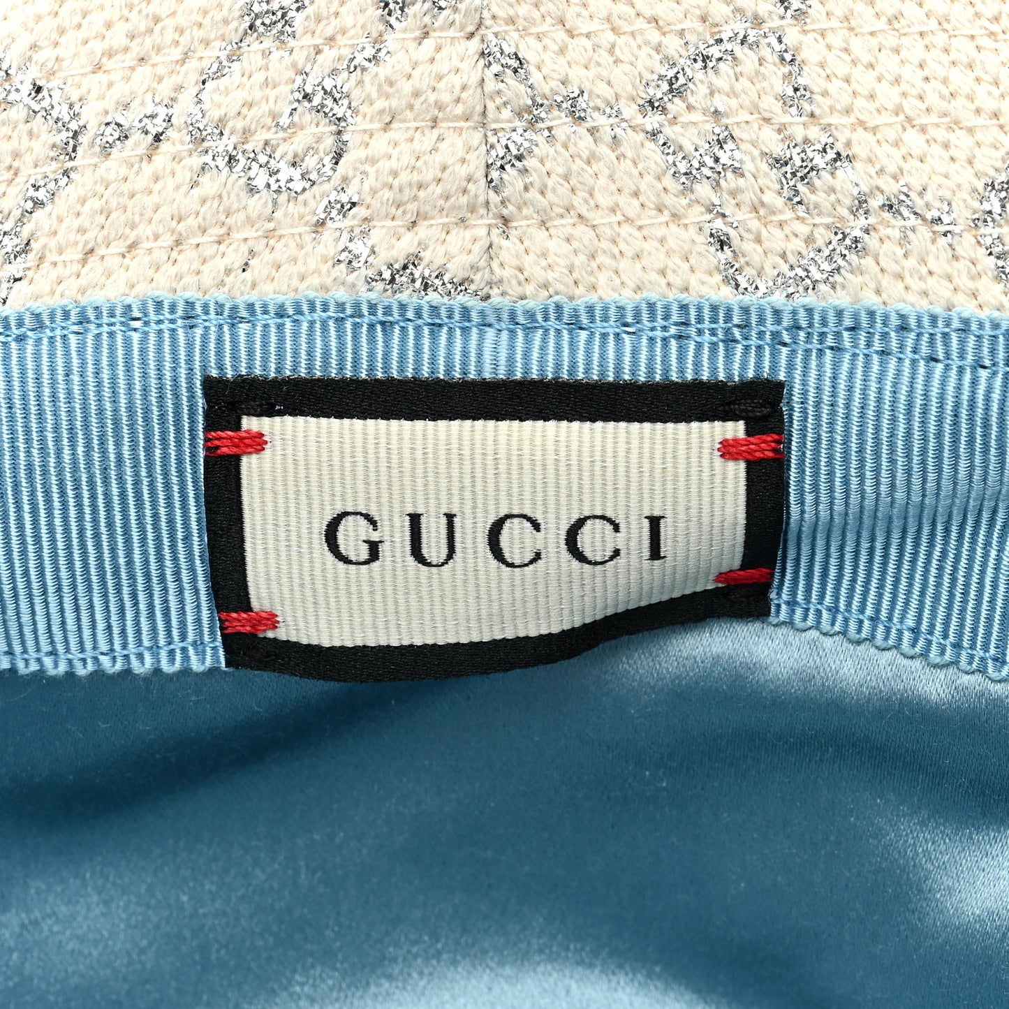 Canvas Lame GG Monogram Bucket Hat M Silver