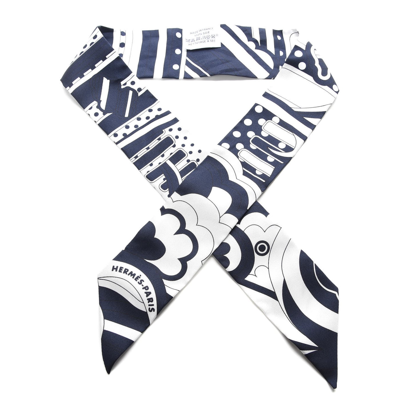 Silk Washington's Carriage Detail Twilly Marine White