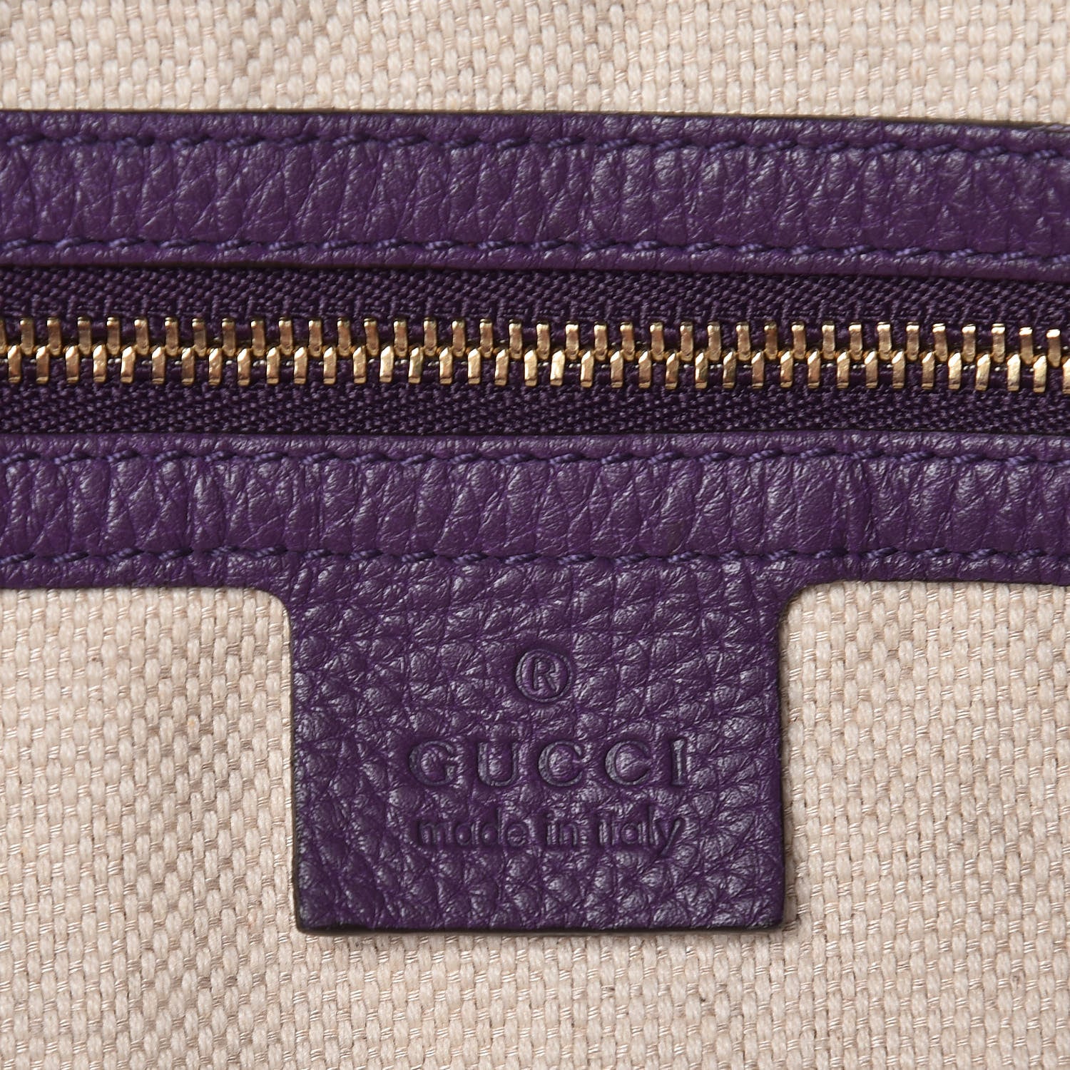 Gucci Pebbled Calfskin Large Soho Shoulder Bag Shine Purple 6 of 16