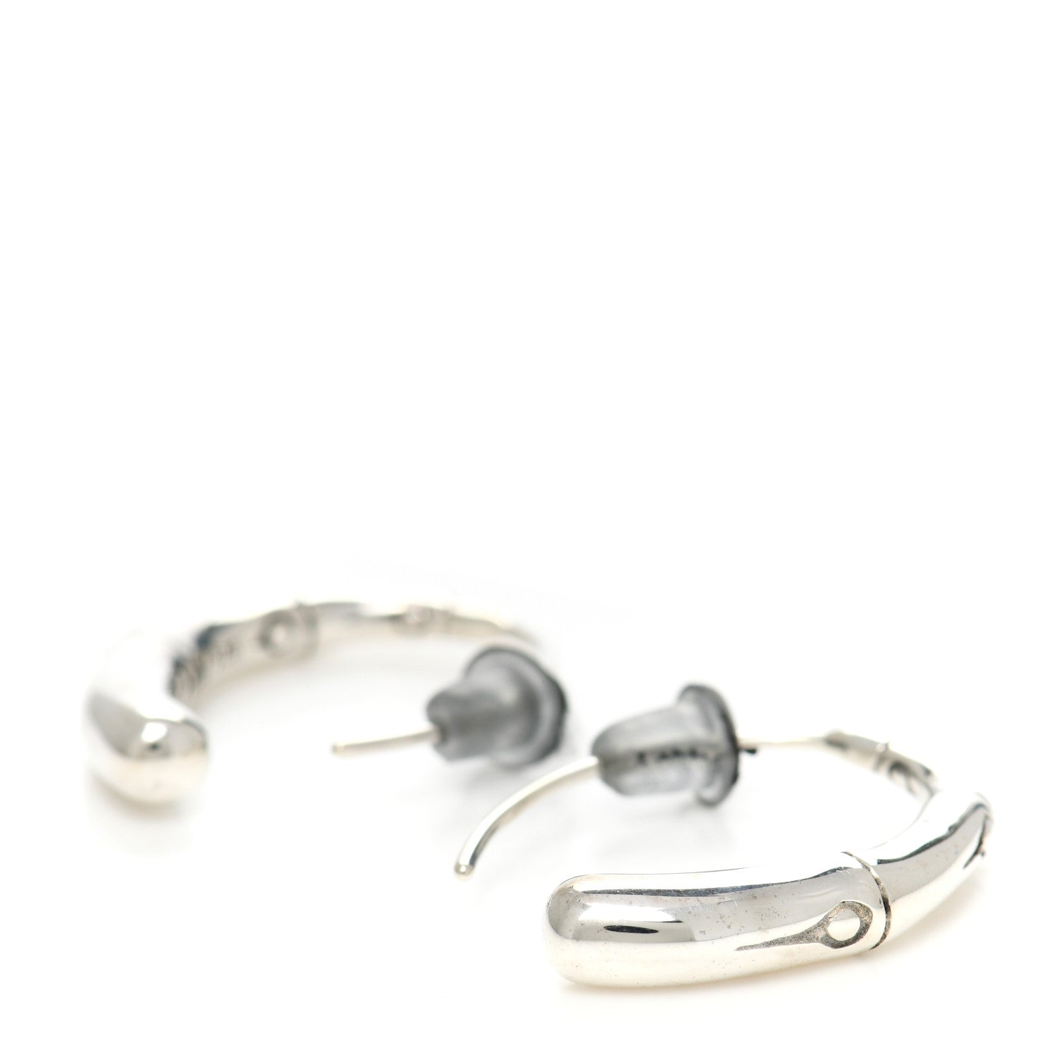 John Hardy Sterling Silver Small Bamboo Drop Hoop Earrings 3 of 4