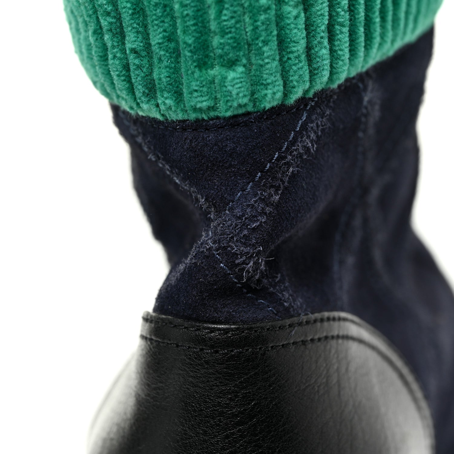 Chanel Suede Calfskin Velvet Quilted CC Combat Boots 38.5 Navy Green Black 10 of 12