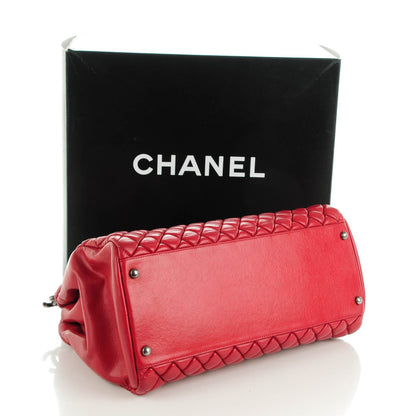 Chanel Iridescent Calfskin Quilted Large Just Mademoiselle Bowling Red 4 of 7