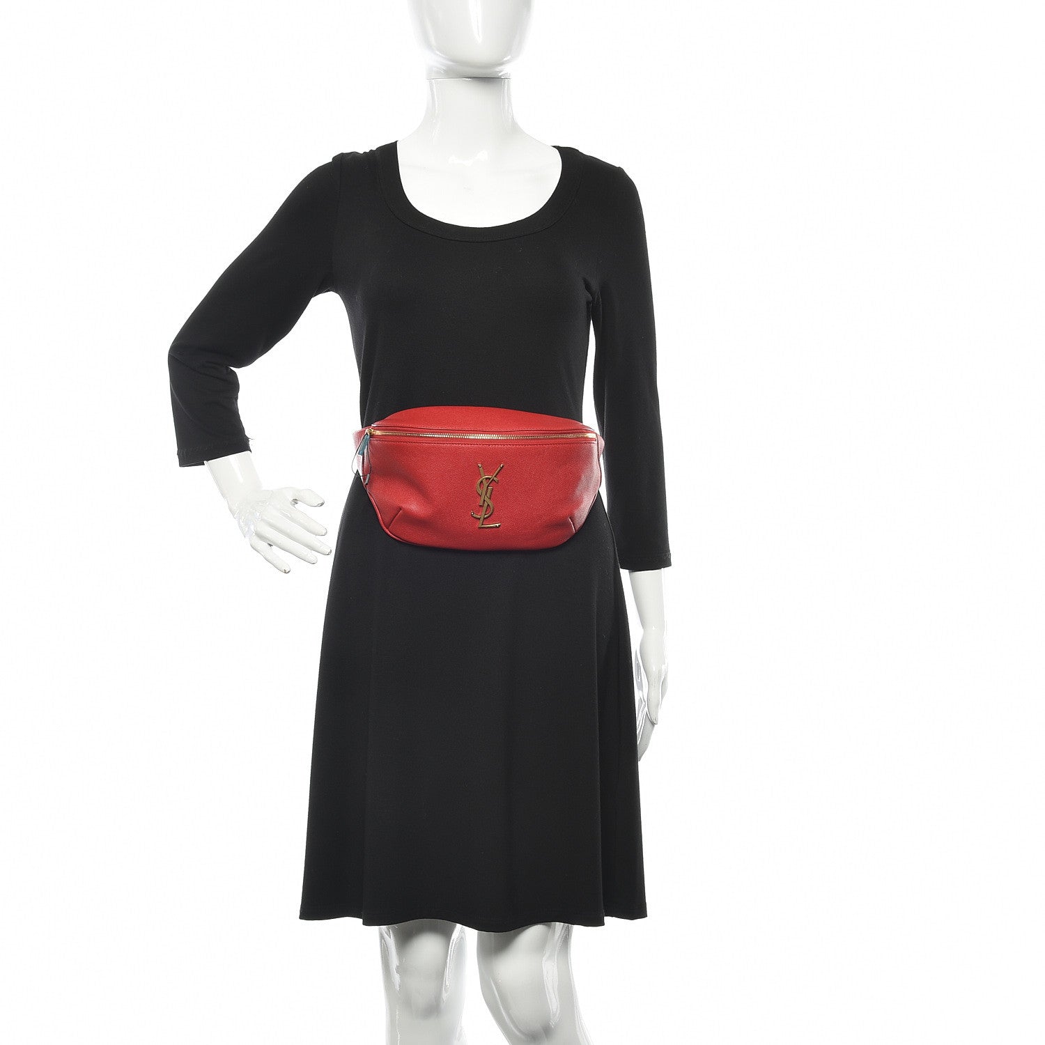 Saint Laurent Grain De Poudre Monogram Belt Bag Rouge Eros 2 of 10