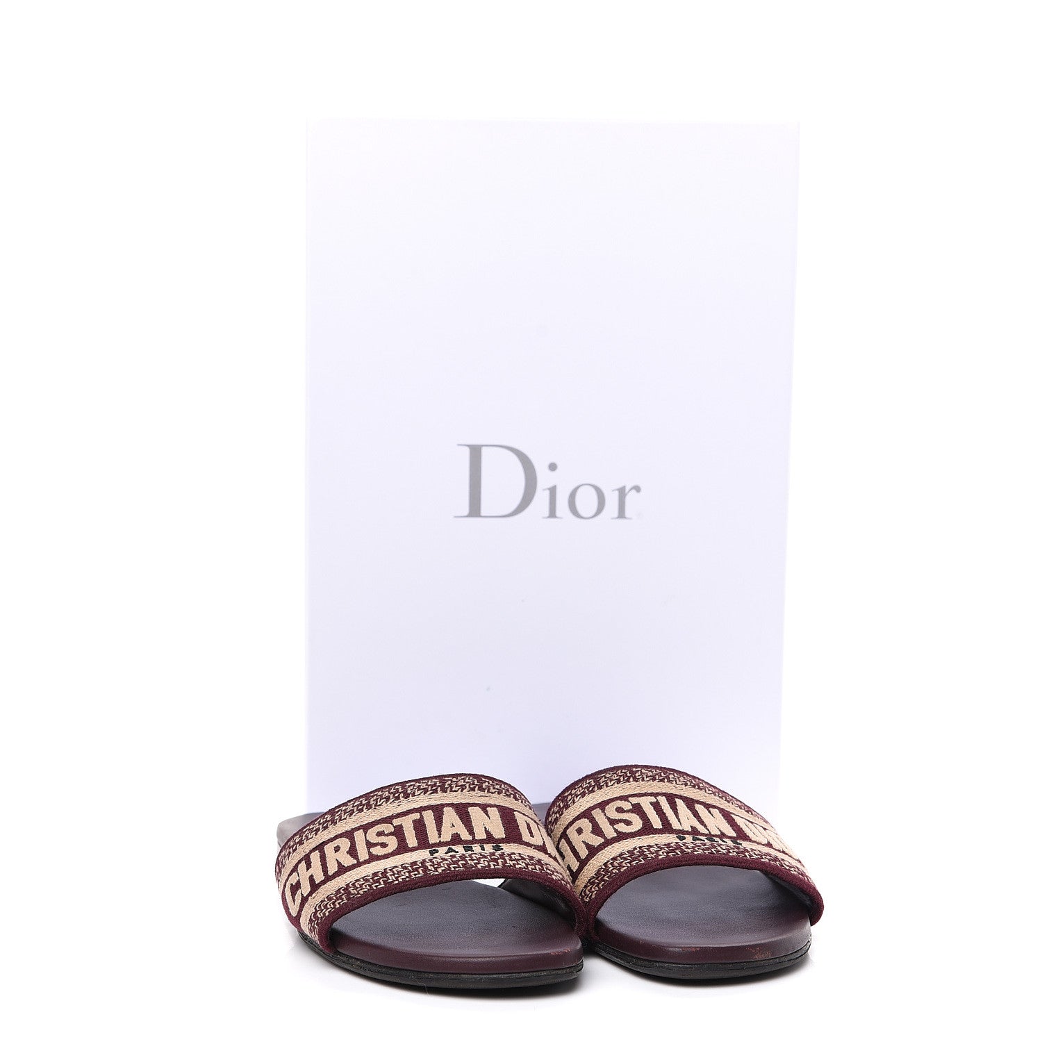 Christian Dior Canvas Embroidered Dway Flat Slide Sandals 37.5 Deep Amaranth 9 of 9