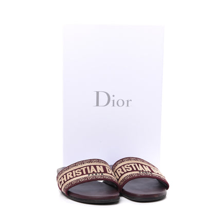 Christian Dior Canvas Embroidered Dway Flat Slide Sandals 37.5 Deep Amaranth 9 of 9