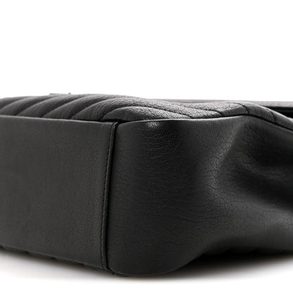Saint Laurent Sheepskin Matelasse Chevron Monogram Monochrome Large College Satchel Black 19 of 21