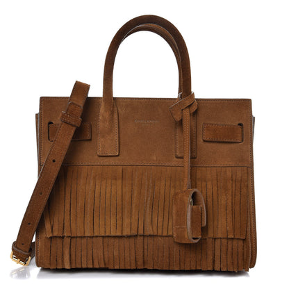 Saint Laurent Suede Fringe Nano Sac De Jour Light Ocre 1 of 11