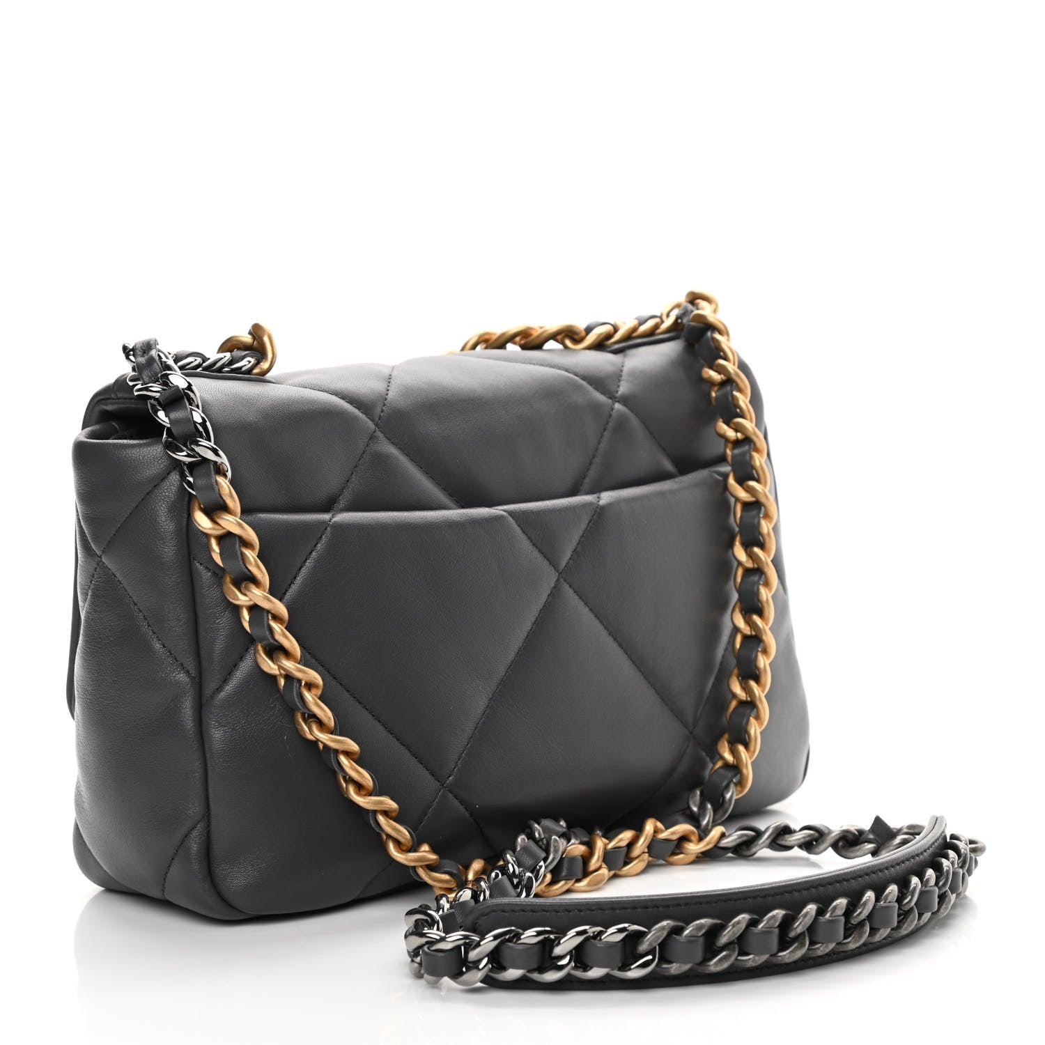 Chanel Lambskin Quilted Medium Chanel 19 Flap Dark Grey 3 of 12