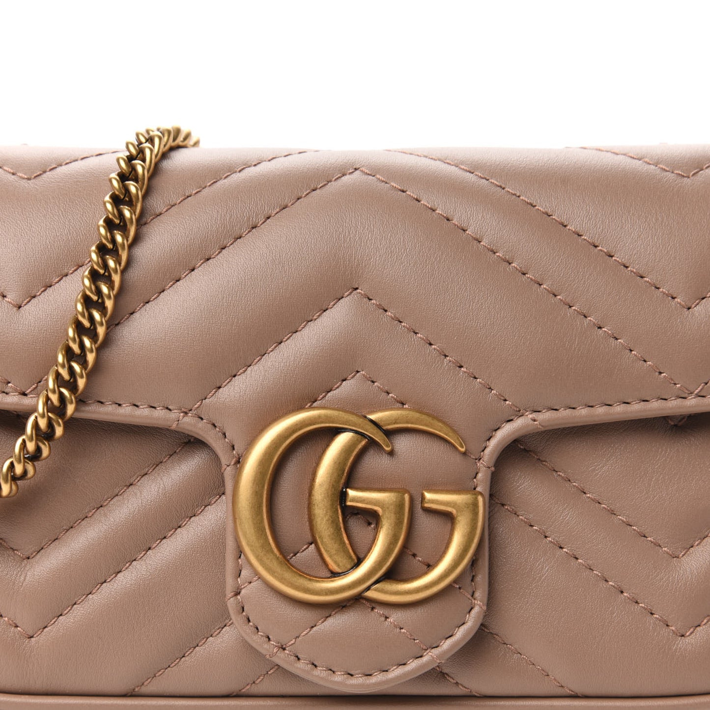 Calfskin Matelasse Super Mini GG Marmont Shoulder Bag Porcelain Rose