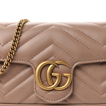 Gucci Calfskin Matelasse Super Mini GG Marmont Shoulder Bag Porcelain Rose 10 of 11