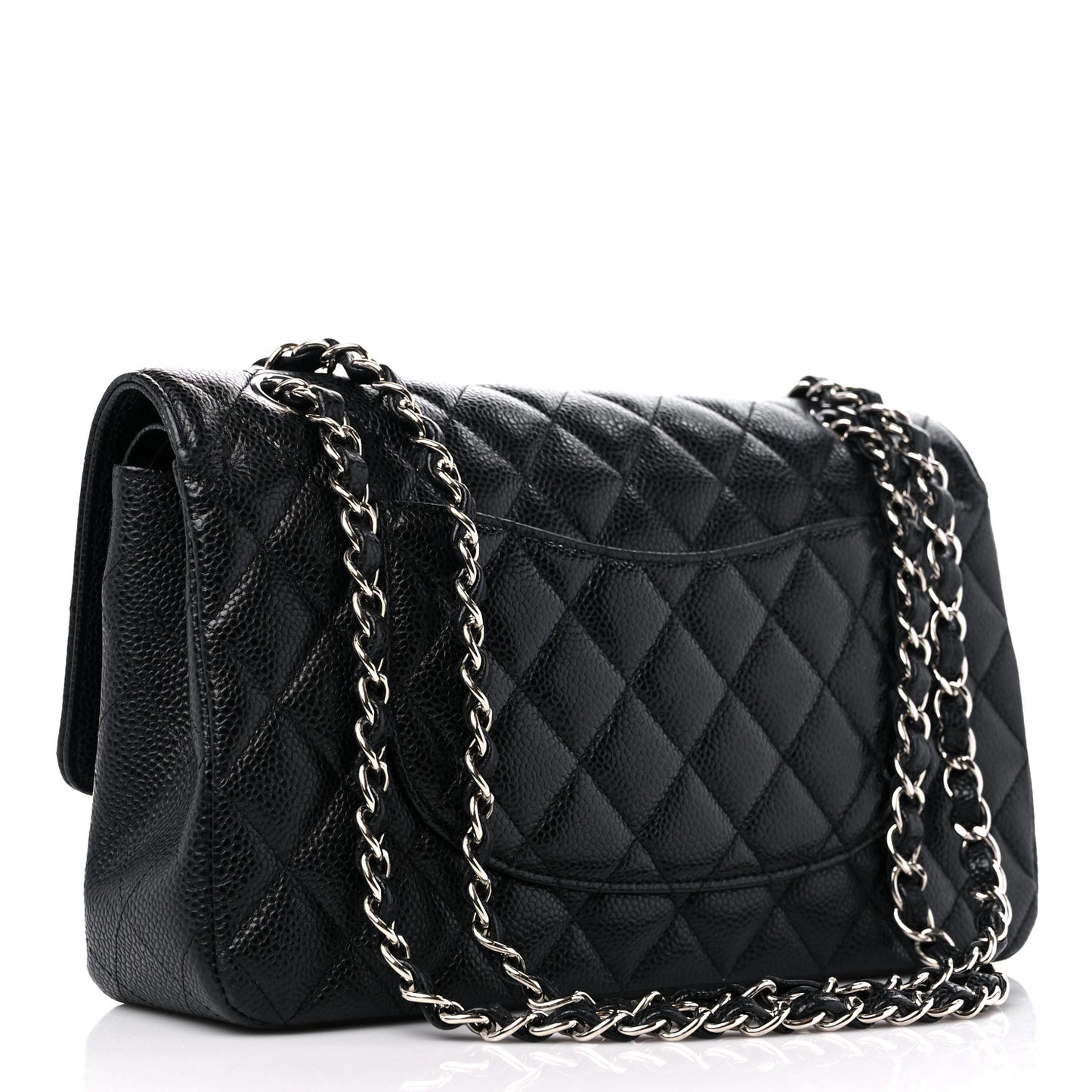 Caviar Quilted Medium Double Flap Black