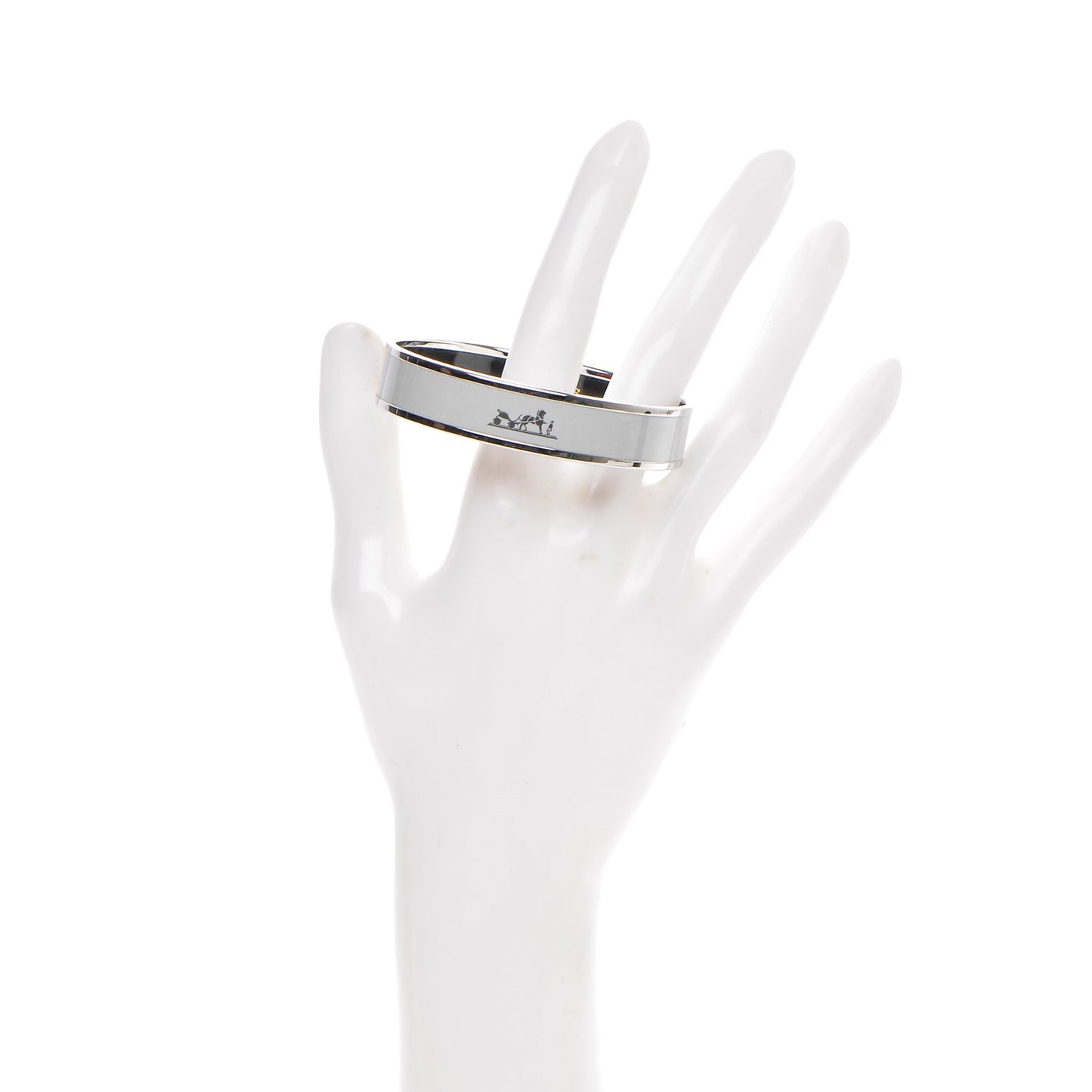 Enamel Printed Narrow Caleche Bracelet 65 White