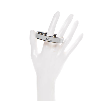 Hermes Enamel Printed Narrow Caleche Bracelet 65 White 2 of 5