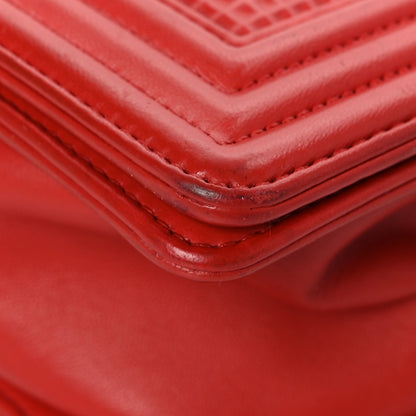 Chanel Lambskin Embossed New Medium Boy Cube Flap Red 9 of 9